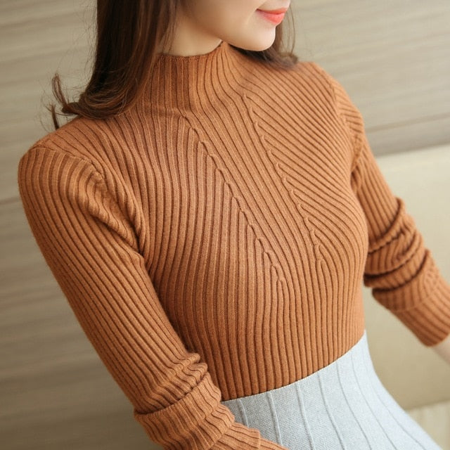 Turtleneck Long Sleeve Pullovers