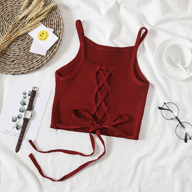 Camisole Knitted Spaghetti Tank Top