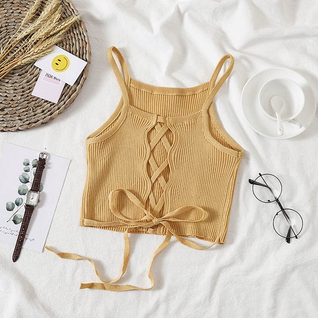 Camisole Knitted Spaghetti Tank Top