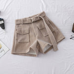 Load image into Gallery viewer, Belt High Waist Wool Shorts
