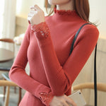 Load image into Gallery viewer, Lace Design Long Sleeve Pullover

