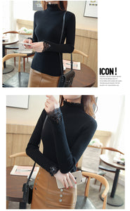 Lace Design Long Sleeve Pullover
