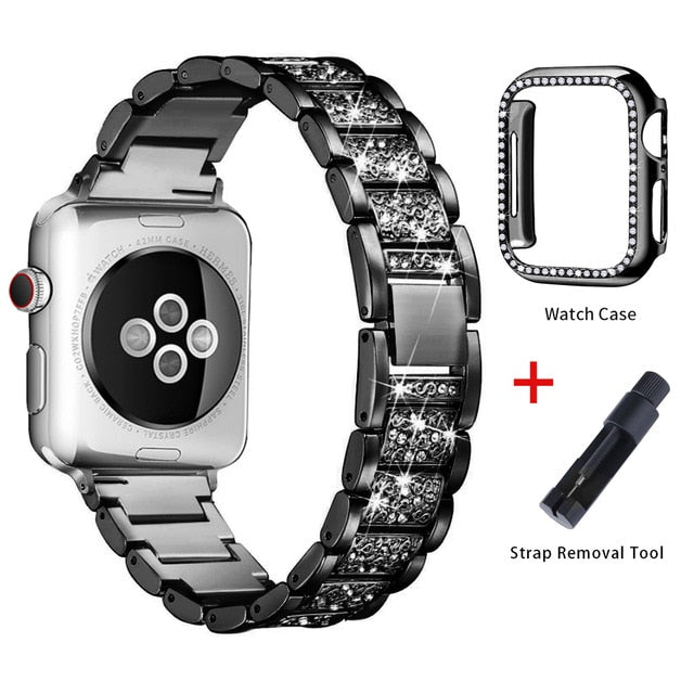 Band + Case Diamond Ring Bracelet (Strap) For Apple Watch  Series 5/4/3/2/1