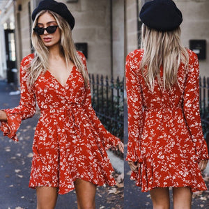 Floral Long Sleeve Casual Dress