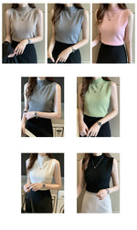 Load image into Gallery viewer, Half-Turtle Neck Sleeveless Blouses
