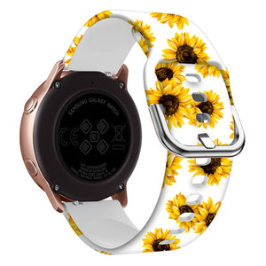 Floral Print Silicone Band for Samsung Galaxy Watch/Huawei Watch/Huami Amazfit BIP/Garmin