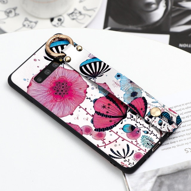 Floral Wrist Strap Phone Case (Samsung A11, A20S, A21, A30S, A31, A40, A41, A50, A50S, A51, A70, A71)