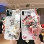 Load image into Gallery viewer, Fashionable Emboss Flower Wristband Phone Case (for iPhone 12, 12 mini, 12 Pro, 12 Pro Max, SE 2020, 11, 11 Pro, 11 Pro Max, X, XS, XR, XS Max)
