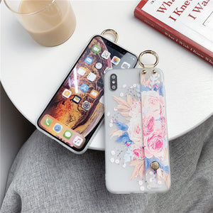 Fashionable Emboss Flower Wristband Phone Case (for iPhone 12, 12 mini, 12 Pro, 12 Pro Max, SE 2020, 11, 11 Pro, 11 Pro Max, X, XS, XR, XS Max)