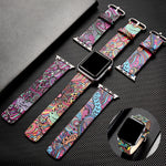 Load image into Gallery viewer, Floral Design Leather Watchband for Apple Watch 44mm 40mm 38mm 42mm for Series 5 4 3 2 1
