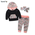 Load image into Gallery viewer, Baby Girl Hoodie Sweatshirt and  Striped Pants
