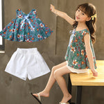 Load image into Gallery viewer, Floral Print Sleeveless Shirt + Shorts (4yrs old to 12yrs old)
