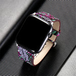 Load image into Gallery viewer, Floral Design Leather Watchband for Apple Watch 44mm 40mm 38mm 42mm for Series 5 4 3 2 1
