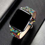 Load image into Gallery viewer, Floral Design Leather Watchband for Apple Watch 44mm 40mm 38mm 42mm for Series 5 4 3 2 1
